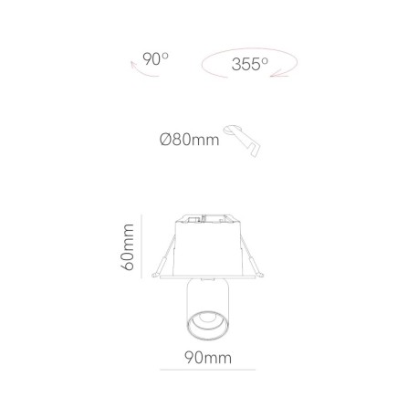 Foco proyector empotrable Mini-oxo Square 1 Beneito Faure