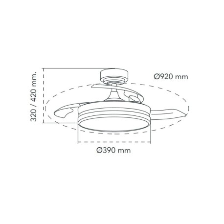 Ventilador de techo Moss Mini negro 46w CCT CristalRecord