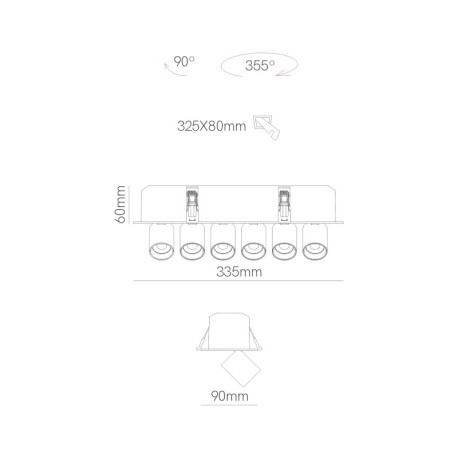 Foco proyector empotrable Mini-oxo Square 6 Beneito Faure