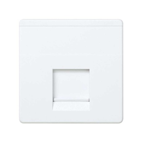 Placa voz datos plana guardapolvo 1 conector RJ45 blanco Simon 27 Play