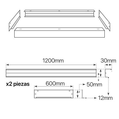 Marco para panel led 60x120cm aluminio I-TEC