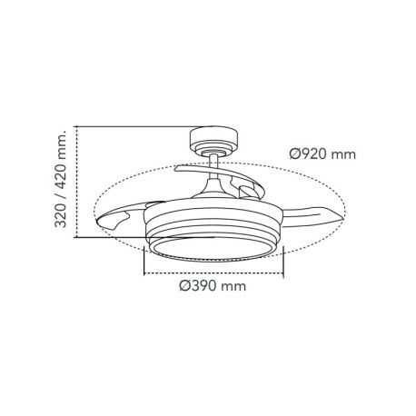 Ventilador de techo Lander Mini 46w CCT CristalRecord