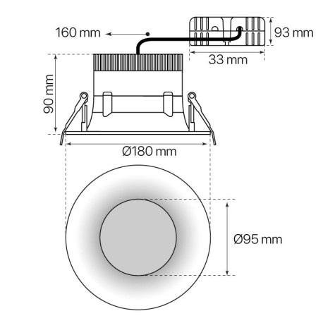 Downlight Curve 15w para empotrar redondo I-TEC