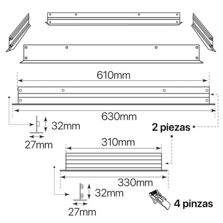 Marco empotrar para paneles led 30x60 blanco I-TEC