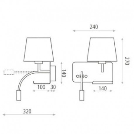 Aplique Hold USB E27+LED 3000K de ACB Iluminación