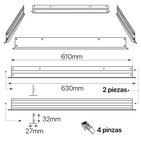 Marco empotrar panel led 60x60 blanco I-TEC