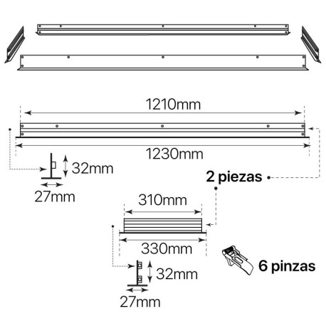 Marco empotrar para paneles led 30x120 blanco I-TEC