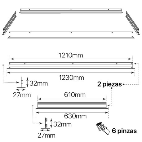 Marco empotrar para paneles led 60x120 blanco I-TEC