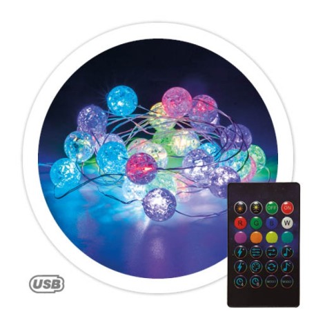 Guirnalda LED de bolas 3m con USB + mando GSC