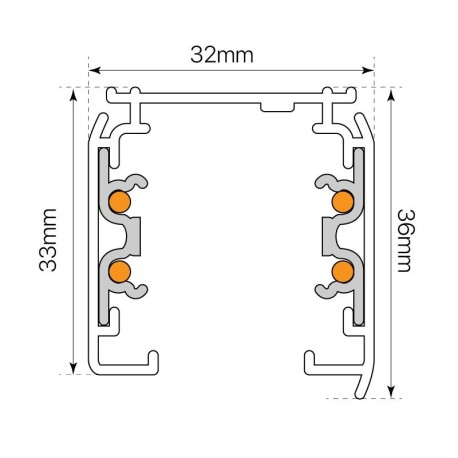 Carril Alaska trifásico de superficie 1m I-TEC