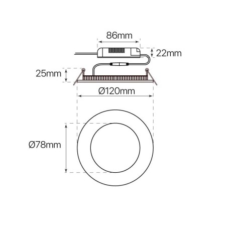 Downlight Slim empotrable redondo 6w gris I-TEC