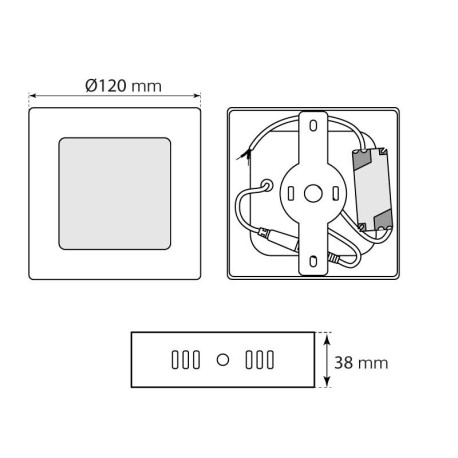 Downlight  plafón Slim superficie cuadrado 6w I-TEC