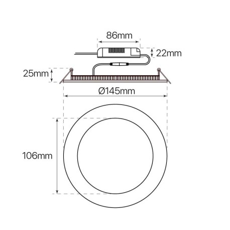 Downlight Slim empotrable redondo 9w I-TEC