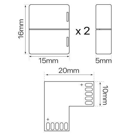 Conector L tiras led RGB+W 24V I-TEC