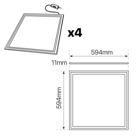 Panel LED Set Sky 4x48w 60x60cm I-TEC