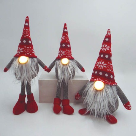 Gnomo de navidad LED piernas colgantes Dremth Rojo y gris GSC