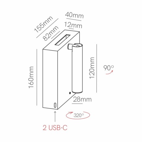 Aplique Sweet USB-C 4w Beneito Faure