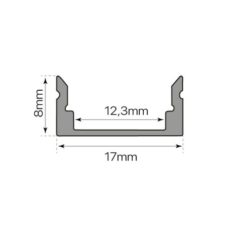 Perfil aluminio S-173 superficie tiras led 10mm 2mts I-TEC