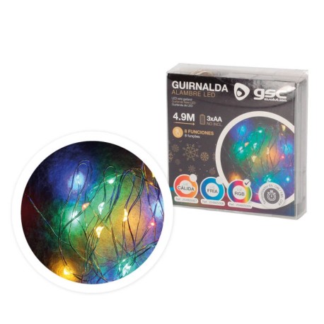 Guirnalda de alambre LED 4.9m 3xAA GSC