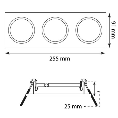 Foco Alum 3 luces basculante empotrable rectangular I-TEC