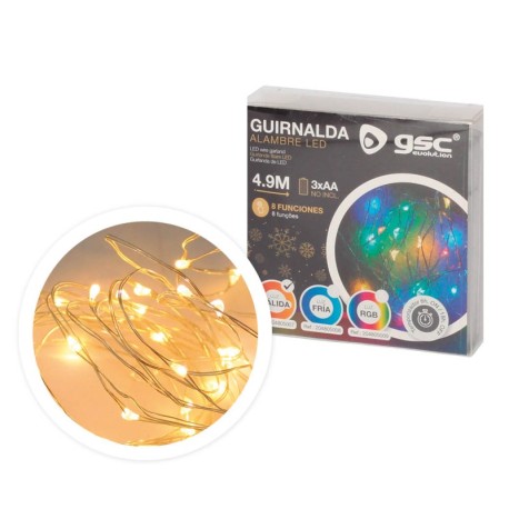 Guirnalda de alambre LED 4.9m 3xAA GSC