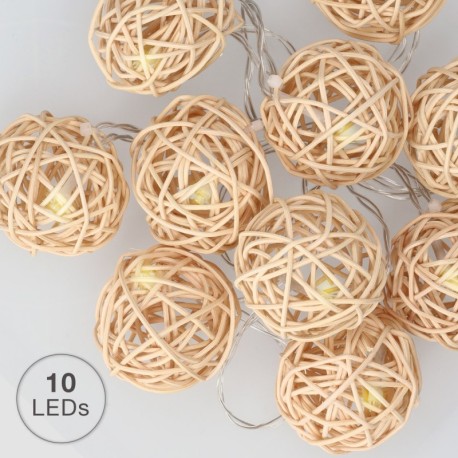 Guirnalda bolas de madera LED luz cálida 1.35M 2xAA GSC