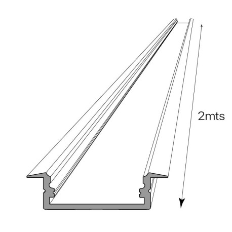 Perfil aluminio D-235 empotrable 2 mts I-TEC