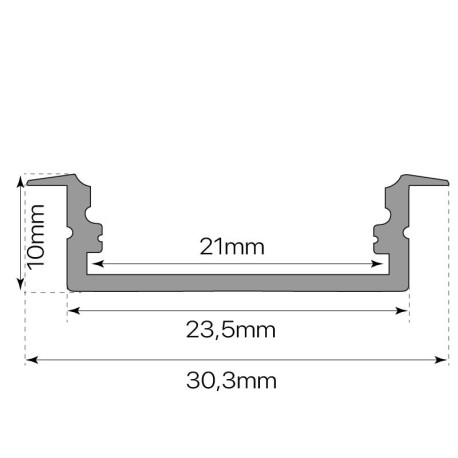 Perfil aluminio D-235 empotrable 2 mts I-TEC