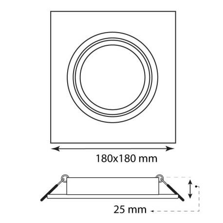 Foco Alum AR111 basculante empotrable 1 luz cuadrado I-TEC