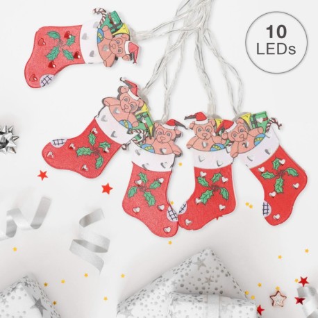 Guirnalda calcetines navidad LED 1.35m 2xAA GSC