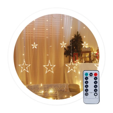 Cortina LED con estrellas 3,5M 8 funciones IP44 GSC