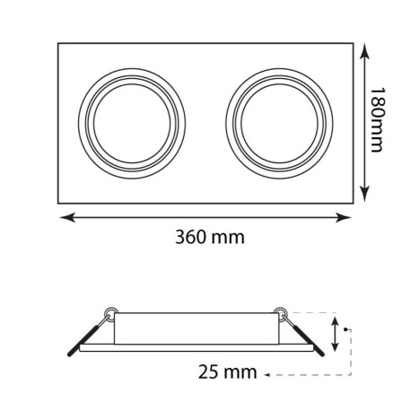 Foco Alum AR111 basculante empotrable 2 luces cuadrado I-TEC