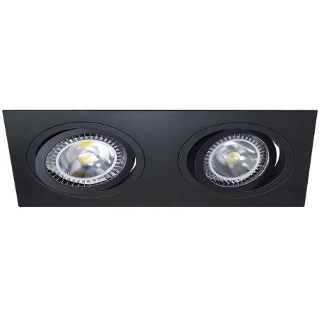 Foco Alum AR111 basculante empotrable 2 luces cuadrado I-TEC