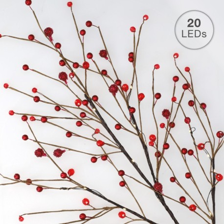 Rama decorativa LED de bayas rojas 0,8M Luz cálida GSC