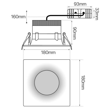 Downlight Curve 15w para empotrar cuadrado I-TEC