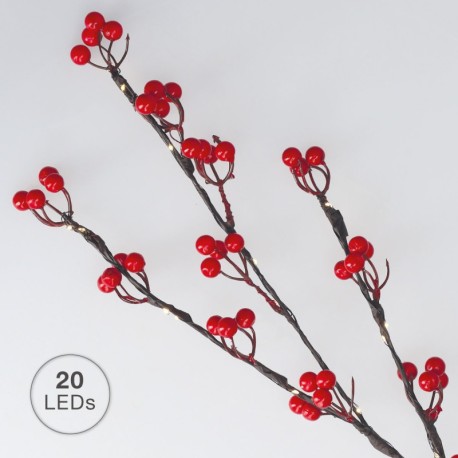 Rama decorativa LED bayas rojas 0,75M Luz cálida GSC