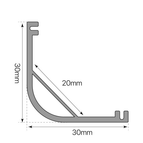 Perfil aluminio E-297 esquina 2mts I-TEC