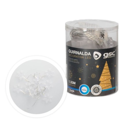 Guirnalda copos de nieve LED 1.35m luz fría GSC