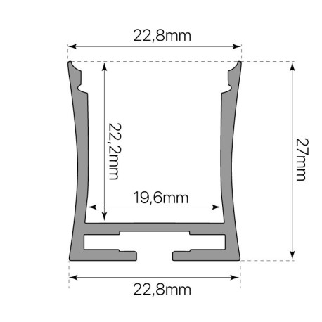 Perfil aluminioD-360 superficie 2mts I-TEC