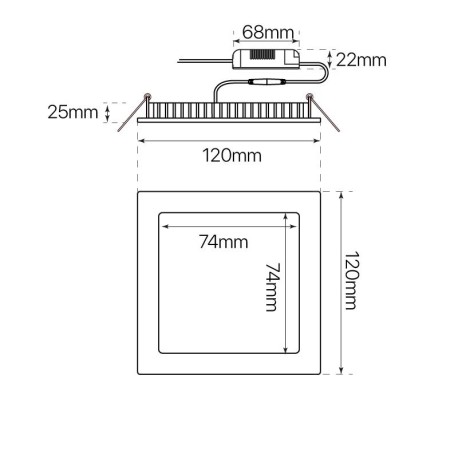 Downlight Slim empotrable cuadrado 6w I-TEC