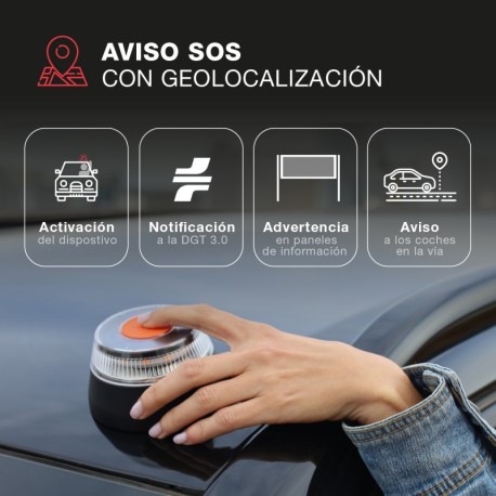 Baliza señalización de emergencia V16 con geolocalización GSC