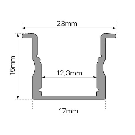 Perfil aluminio S.Alto-170 empotrable 2mts I-TEC