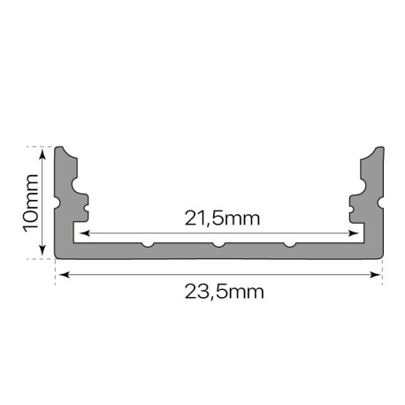 Perfil aluminio D-235 superficie 2mts I-TEC