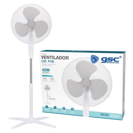 Ventilador de pie Nametil 45w blanco GSC