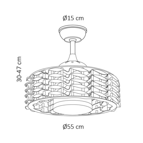 Ventilador DC Alum negro LED 24w CCT CristalRecord